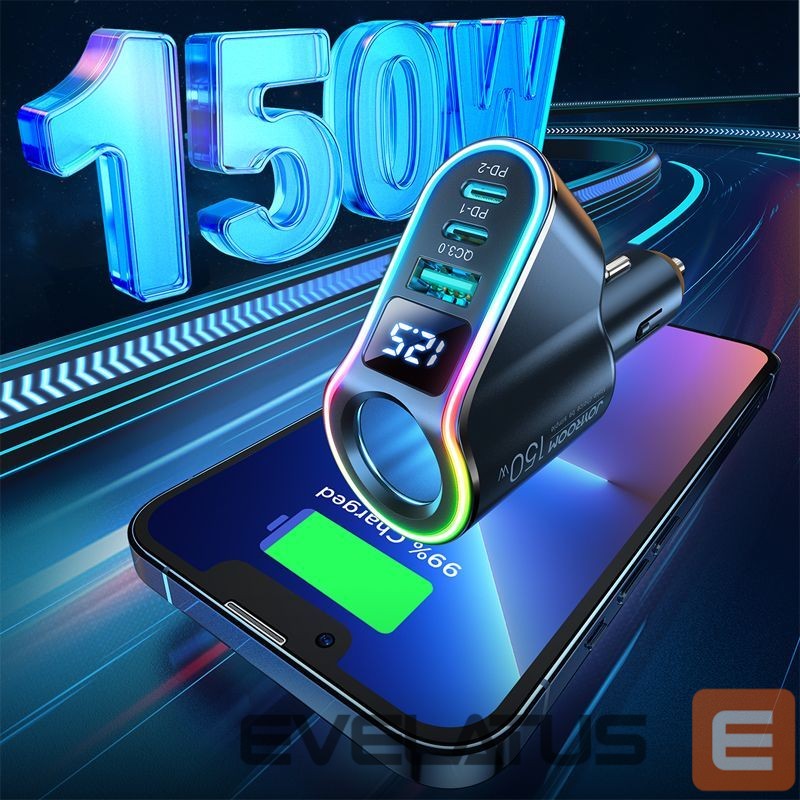 Adapter Joyroom Joyroom Fast Car Charger 4in1 USB-A QC3.0 / 2xUSB-C PD 150W Black (JR-CL21)
