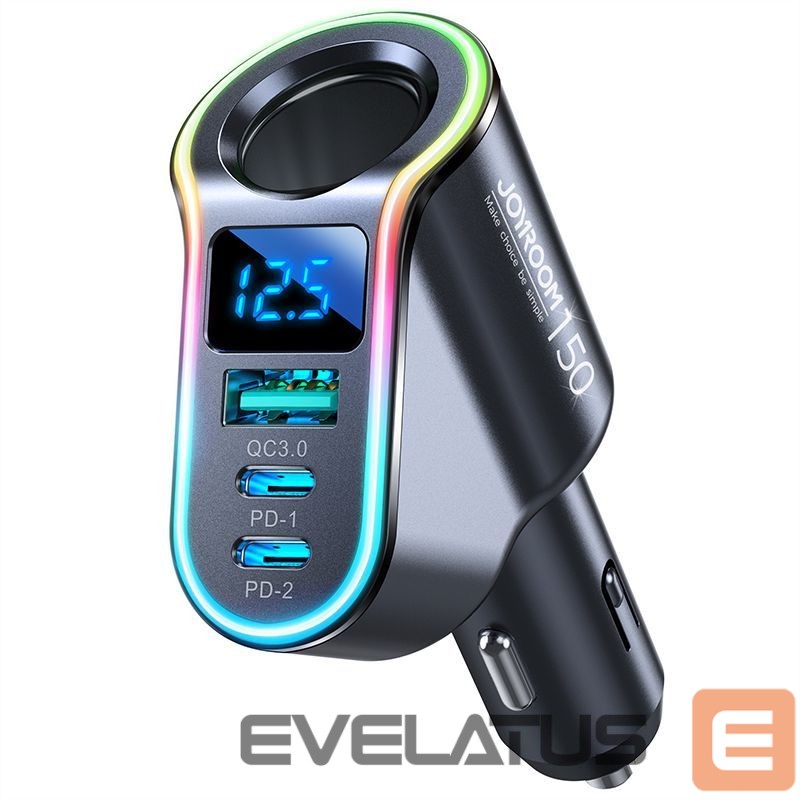 Adapter Joyroom Joyroom Fast Car Charger 4in1 USB-A QC3.0 / 2xUSB-C PD 150W Black (JR-CL21)