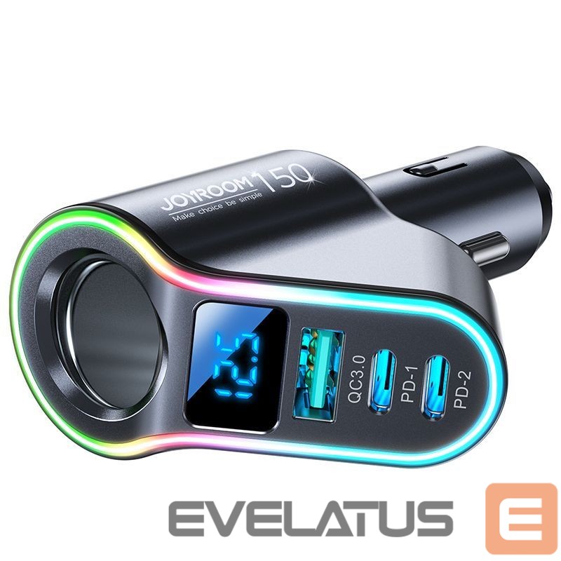 Adapter Joyroom Joyroom Fast Car Charger 4in1 USB-A QC3.0 / 2xUSB-C PD 150W Black (JR-CL21)