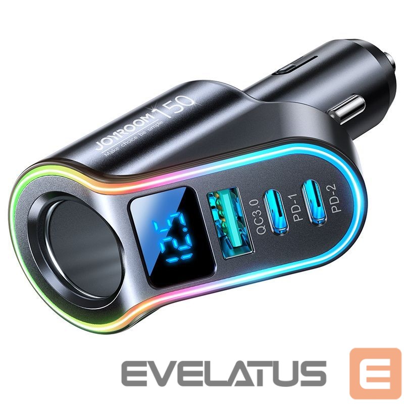Adapter Joyroom Joyroom Fast Car Charger 4in1 USB-A QC3.0 / 2xUSB-C PD 150W Black (JR-CL21)