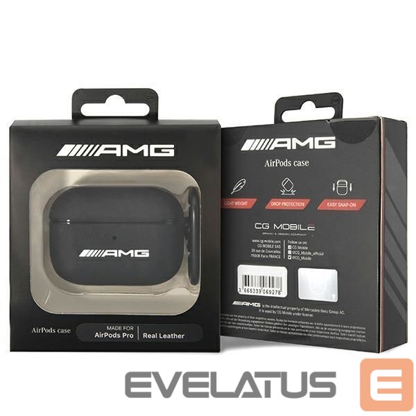 Back panel cover Mercedes-Benz AMG Leather Big Logo case for AirPods Pro - black