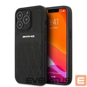 Back panel cover Mercedes-Benz  AMG AMHCP13LOSDBK iPhone 13 Pro / 13 6.1" black/black hardcase Leather Curved Lines 