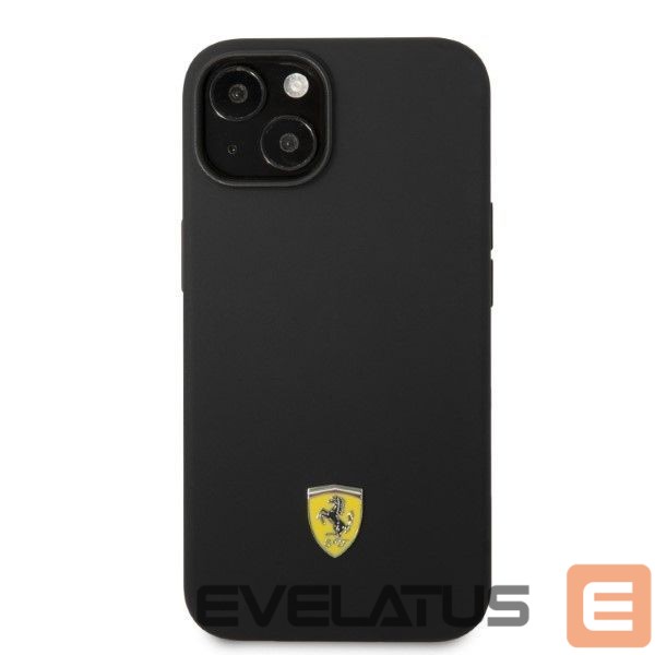 Back panel cover Ferrari Ferrari FEHMSIP14SBK iPhone 14 6.1" black/black hardcase Silicone Metal Logo Magsafe