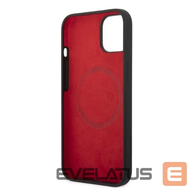 Back panel cover Ferrari Ferrari FEHMSIP14SBK iPhone 14 6.1" black/black hardcase Silicone Metal Logo Magsafe