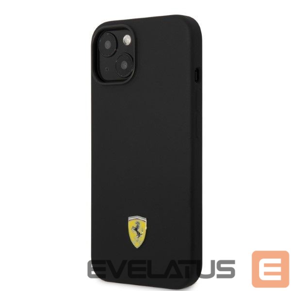 Back panel cover Ferrari Ferrari FEHMSIP14SBK iPhone 14 6.1" black/black hardcase Silicone Metal Logo Magsafe