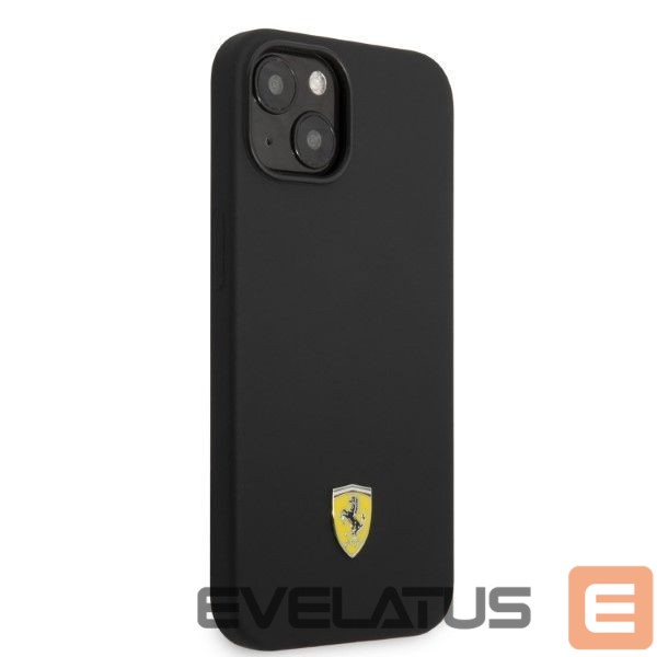 Back panel cover Ferrari Ferrari FEHMSIP14SBK iPhone 14 6.1" black/black hardcase Silicone Metal Logo Magsafe