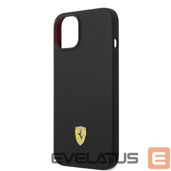 Back panel cover Ferrari Ferrari FEHMSIP14SBK iPhone 14 6.1" black/black hardcase Silicone Metal Logo Magsafe