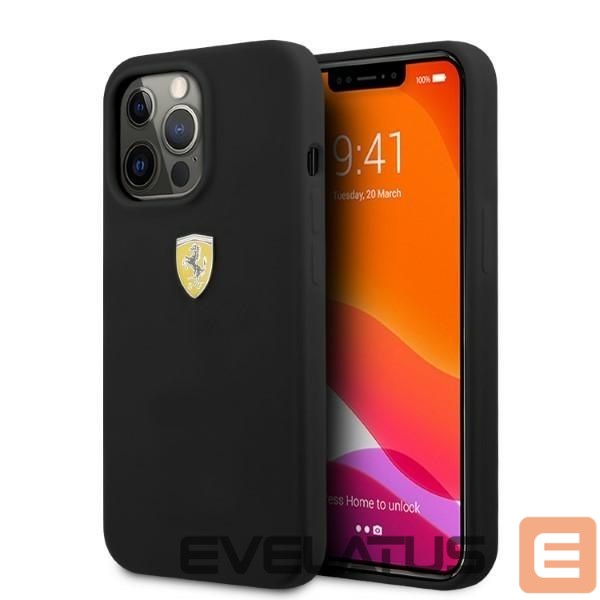 Back panel cover Ferrari Ferrari FESSIHMP13LBK iPhone 13 Pro / 13 6.1" black/black hardcase Silicone MagSafe