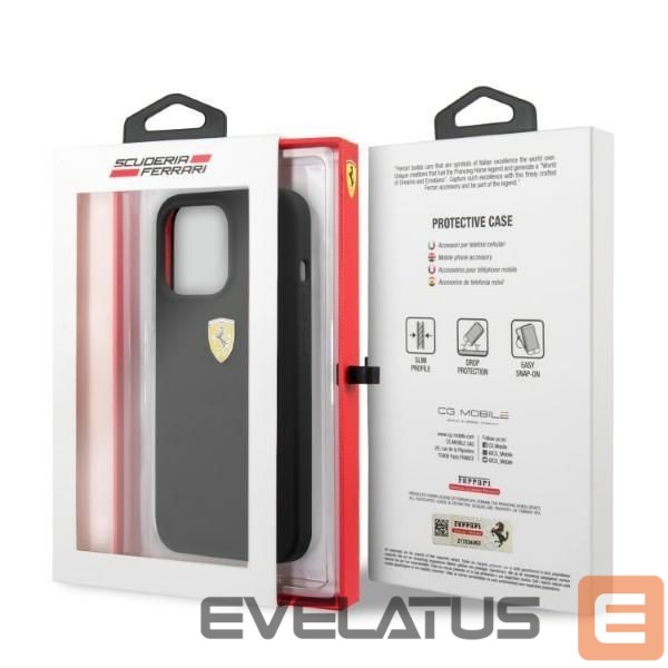 Back panel cover Ferrari Ferrari FESSIHMP13LBK iPhone 13 Pro / 13 6.1" black/black hardcase Silicone MagSafe