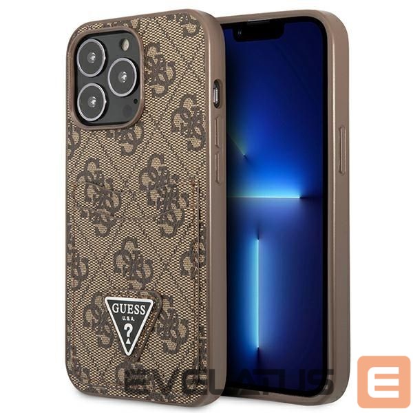 Back panel cover Guess Guess 4G Triangle Logo Cardslot Case for iPhone 13 Pro / 13 - Brown