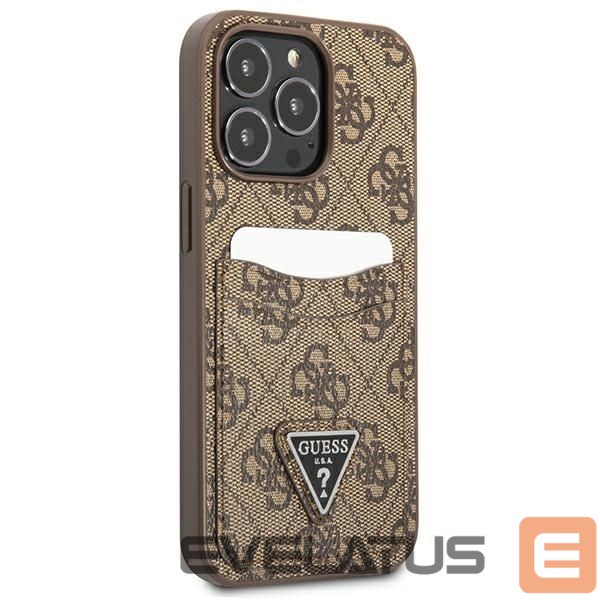 Back panel cover Guess Guess 4G Triangle Logo Cardslot Case for iPhone 13 Pro / 13 - Brown