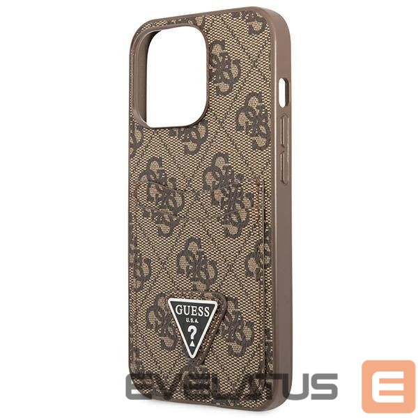 Back panel cover Guess Guess 4G Triangle Logo Cardslot Case for iPhone 13 Pro / 13 - Brown