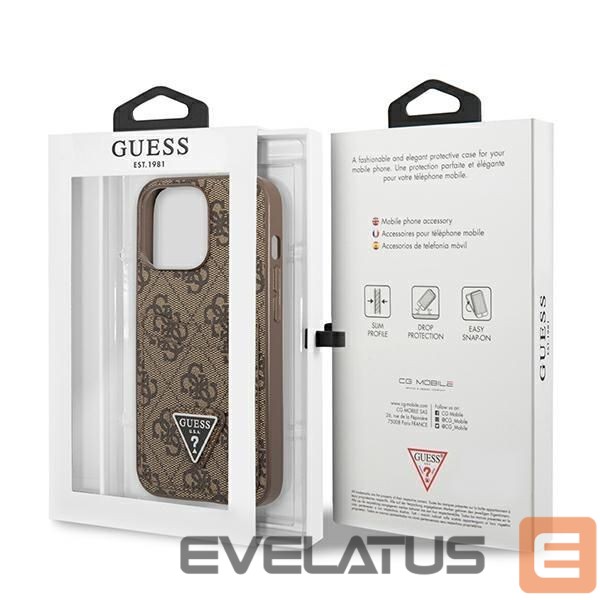 Back panel cover Guess Guess 4G Triangle Logo Cardslot Case for iPhone 13 Pro / 13 - Brown