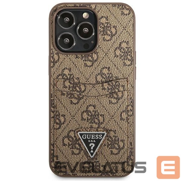 Back panel cover Guess Guess 4G Triangle Logo Cardslot Case for iPhone 13 Pro / 13 - Brown