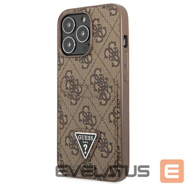 Back panel cover Guess Guess 4G Triangle Logo Cardslot Case for iPhone 13 Pro / 13 - Brown