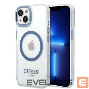 Back panel cover Guess  Guess Metal Outline MagSafe case for iPhone 14 Plus - blue 