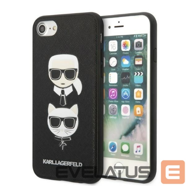 Back panel cover Karl Lagerfeld Karl Lagerfeld KLHCI8SAKICKCBK iPhone 7/8 / SE 2020 / SE 2022 black/black hardcase Saffiano Karl&Choupette Head