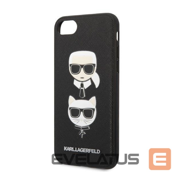 Back panel cover Karl Lagerfeld Karl Lagerfeld KLHCI8SAKICKCBK iPhone 7/8 / SE 2020 / SE 2022 black/black hardcase Saffiano Karl&Choupette Head
