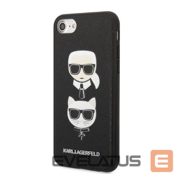Back panel cover Karl Lagerfeld Karl Lagerfeld KLHCI8SAKICKCBK iPhone 7/8 / SE 2020 / SE 2022 black/black hardcase Saffiano Karl&Choupette Head