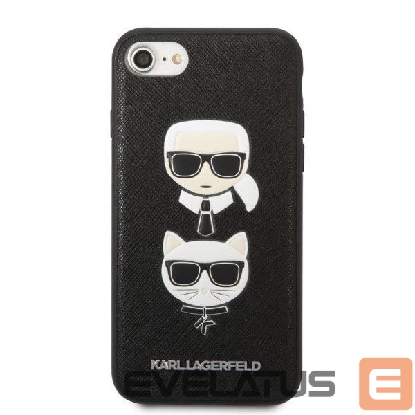 Back panel cover Karl Lagerfeld Karl Lagerfeld KLHCI8SAKICKCBK iPhone 7/8 / SE 2020 / SE 2022 black/black hardcase Saffiano Karl&Choupette Head