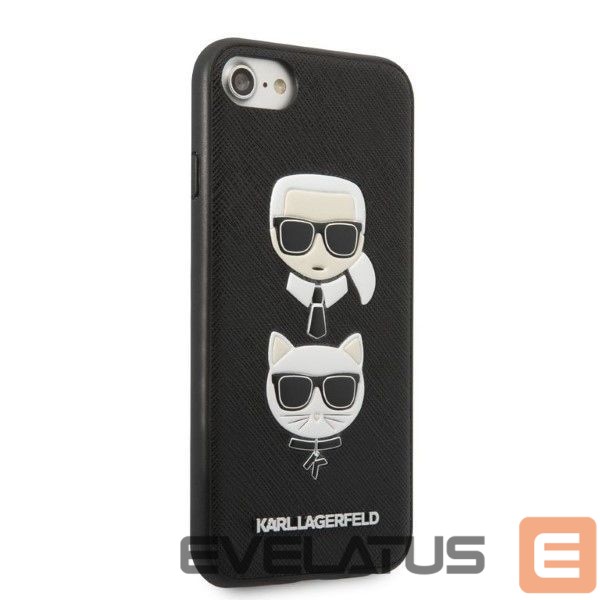 Back panel cover Karl Lagerfeld Karl Lagerfeld KLHCI8SAKICKCBK iPhone 7/8 / SE 2020 / SE 2022 black/black hardcase Saffiano Karl&Choupette Head