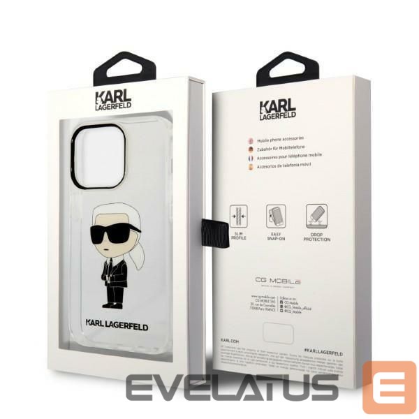 Back panel cover Karl Lagerfeld Karl Lagerfeld Ikonik Karl case for iPhone 14 Pro Max - transparent
