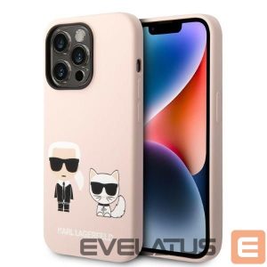 Back panel cover Karl Lagerfeld  Karl Lagerfeld KLHMP14XSSKCI iPhone 14 Pro Max 6.7" hardcase light pink/light pink Silicone Karl & Choupette Magsafe 