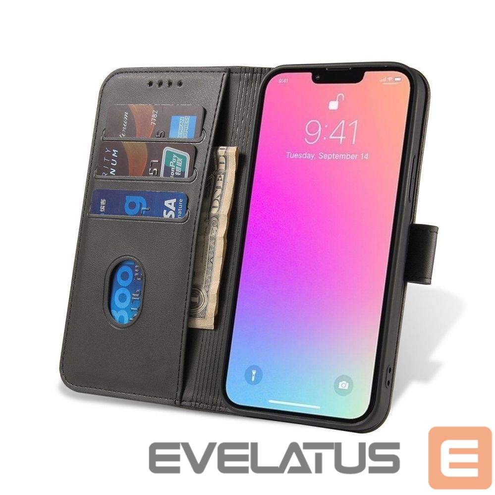 Back panel cover Hurtel Magnet Case case for Realme 10 Pro+ flip cover wallet stand black
