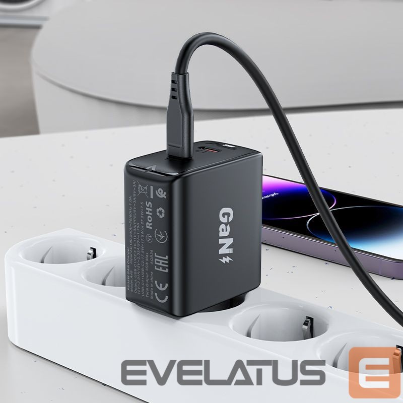 Adapter Acefast Fast charger GaN 35W PD 2x USB C Acefast A49 - black