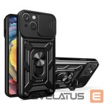 Back panel cover Hurtel  Hybrid Armor Camshield case for Realme 10 Pro+ armored cover with camera cover black 