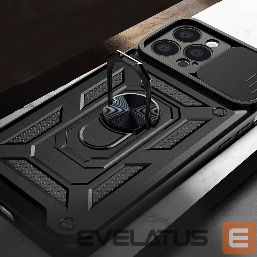 Back panel cover Hurtel Hybrid Armor Camshield case for Realme 10 Pro armored case with camera cover black