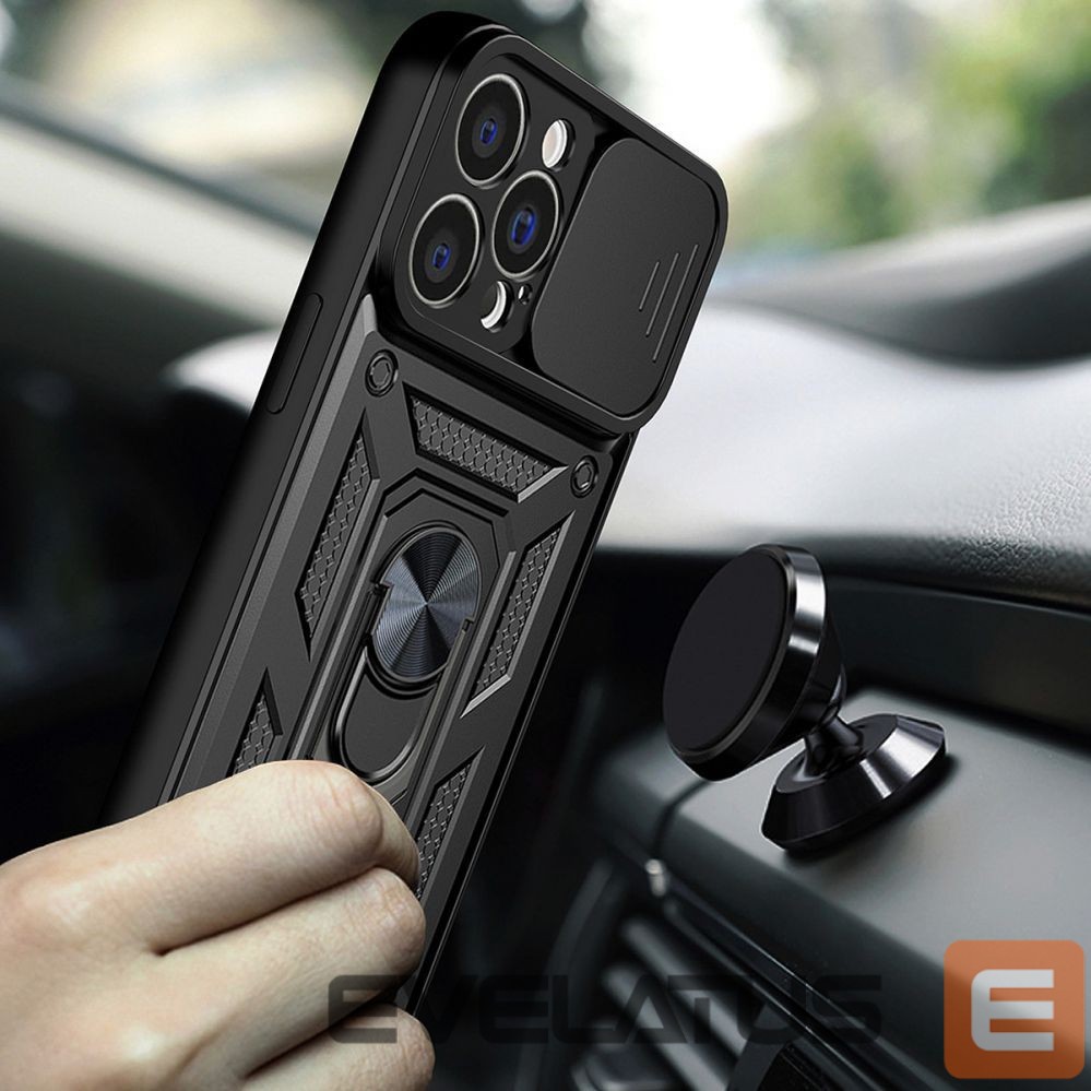 Back panel cover Hurtel Hybrid Armor Camshield case for Realme 10 Pro armored case with camera cover black
