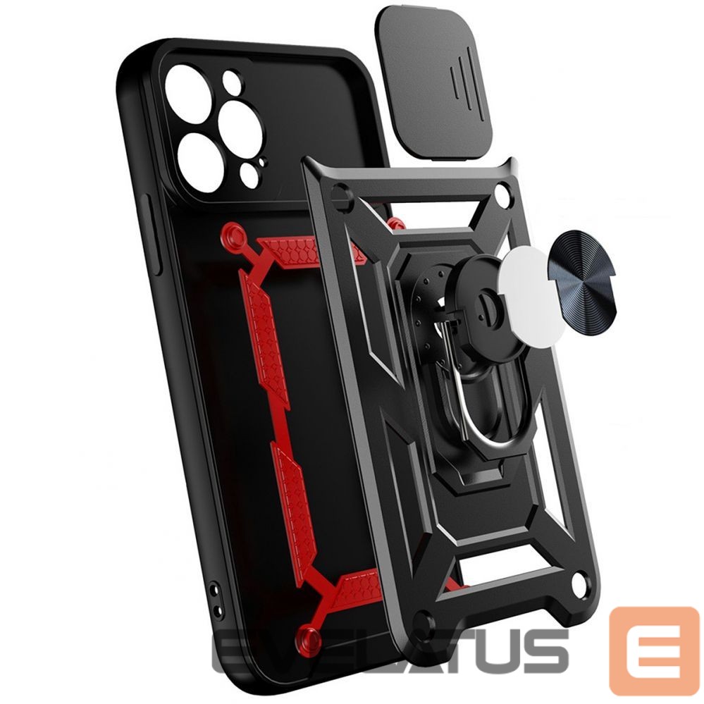 Back panel cover Hurtel Hybrid Armor Camshield case for Realme 10 Pro armored case with camera cover black
