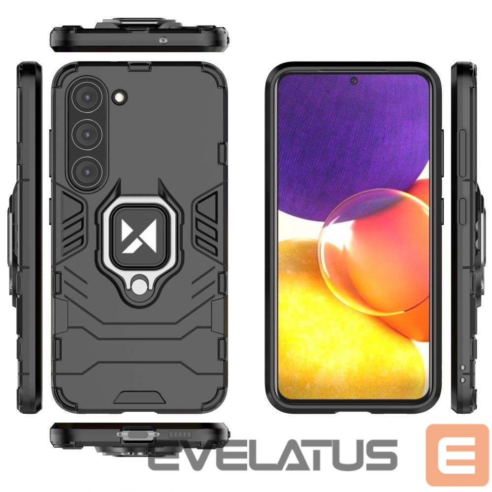 Back panel cover Wozinsky Wozinsky Ring Armor case for Samsung Galaxy S23+ armored cover magnetic holder ring black