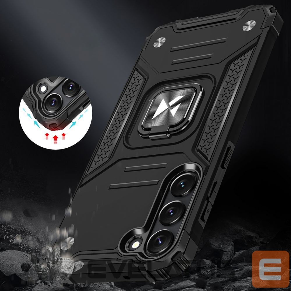 Back panel cover Wozinsky Wozinsky Ring Armor case for Samsung Galaxy S23 armored cover magnetic holder ring black