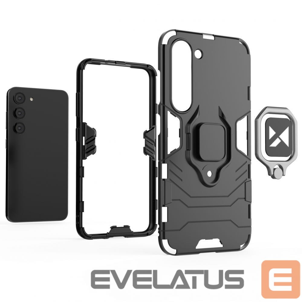Back panel cover Wozinsky Wozinsky Ring Armor case for Samsung Galaxy S23 armored cover magnetic holder ring black