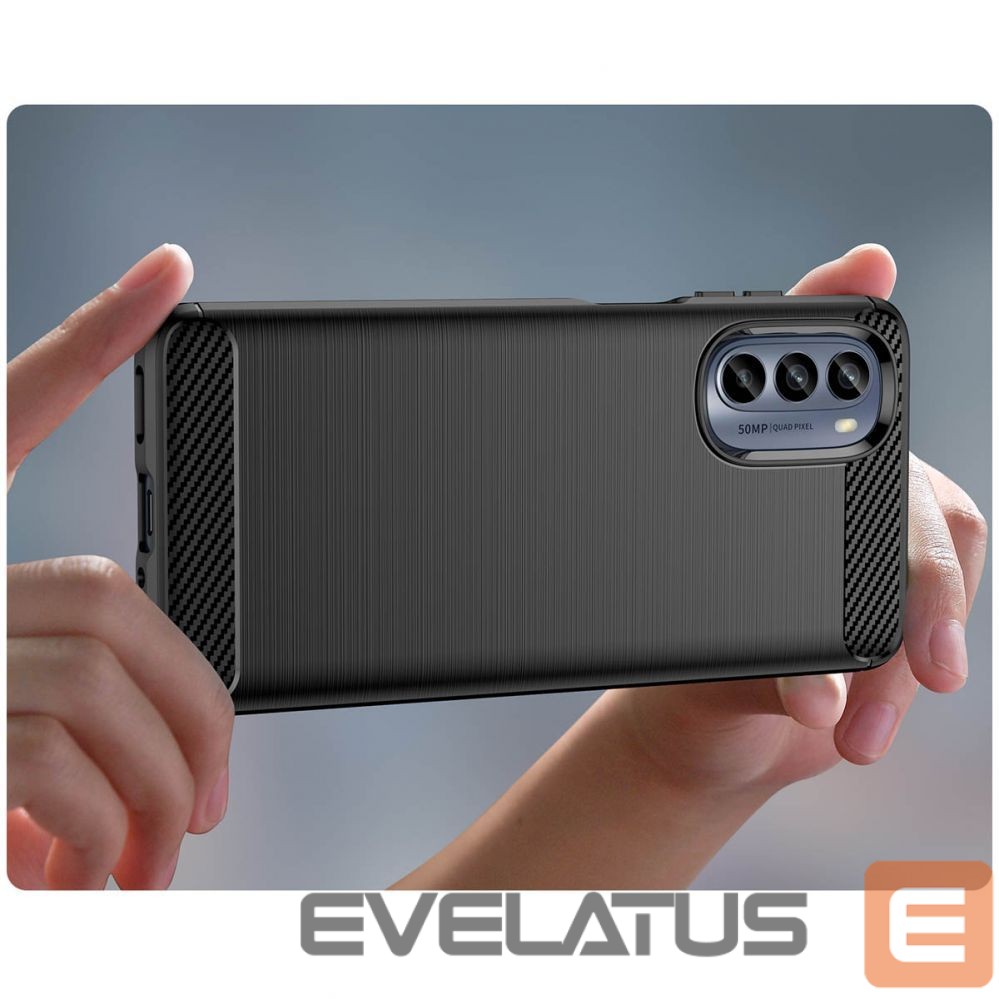 Back panel cover Hurtel - Carbon Case for Motorola Moto G62 5G flexible silicone carbon cover black