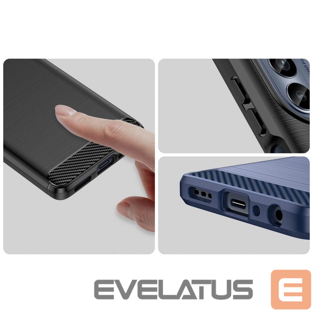 Back panel cover Hurtel - Carbon Case for Motorola Moto G62 5G flexible silicone carbon cover black