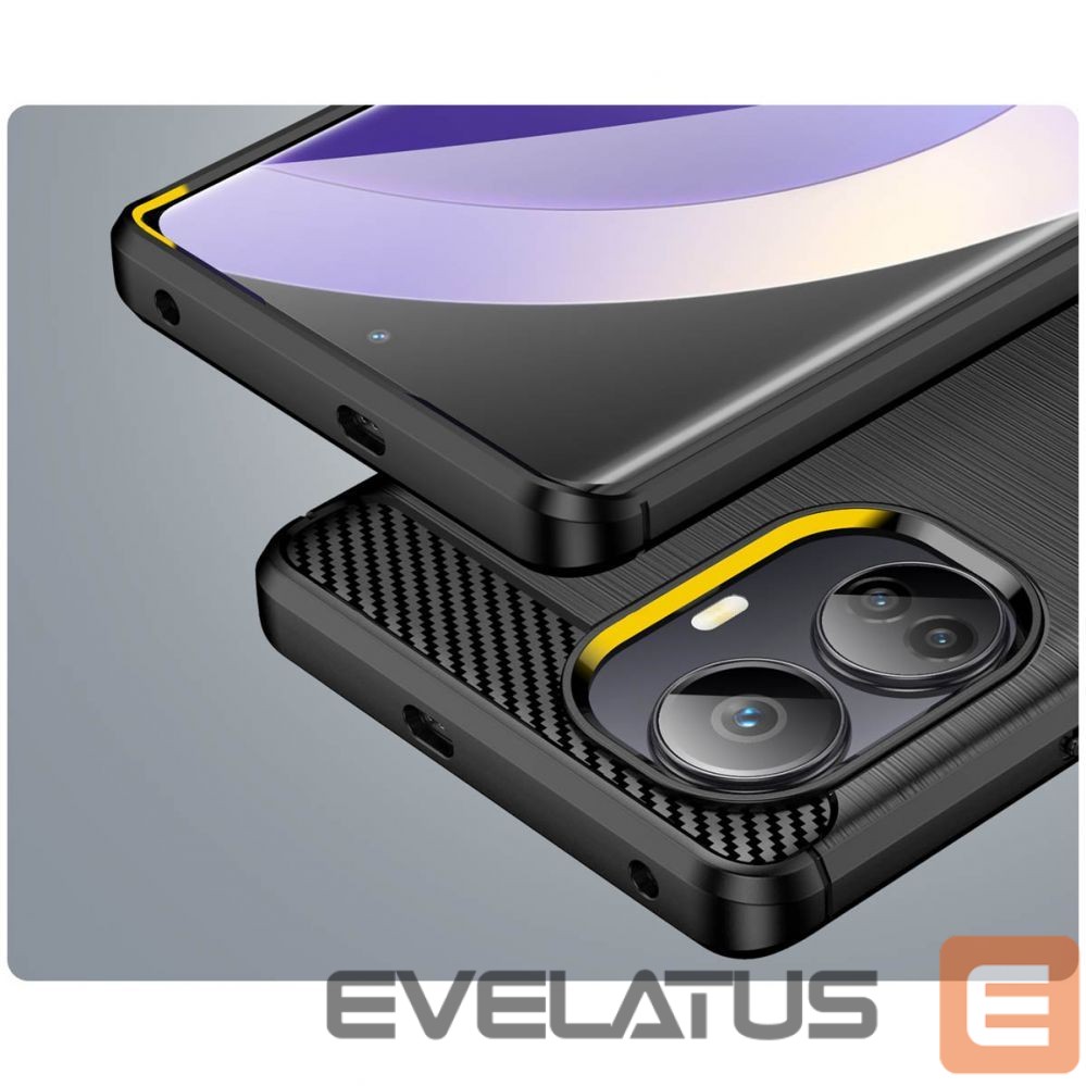 Back panel cover Hurtel Carbon Case case for Realme 10 Pro+ flexible silicone carbon cover black