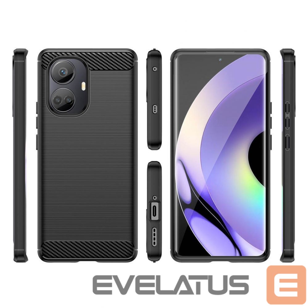 Back panel cover Hurtel Carbon Case case for Realme 10 Pro+ flexible silicone carbon cover black
