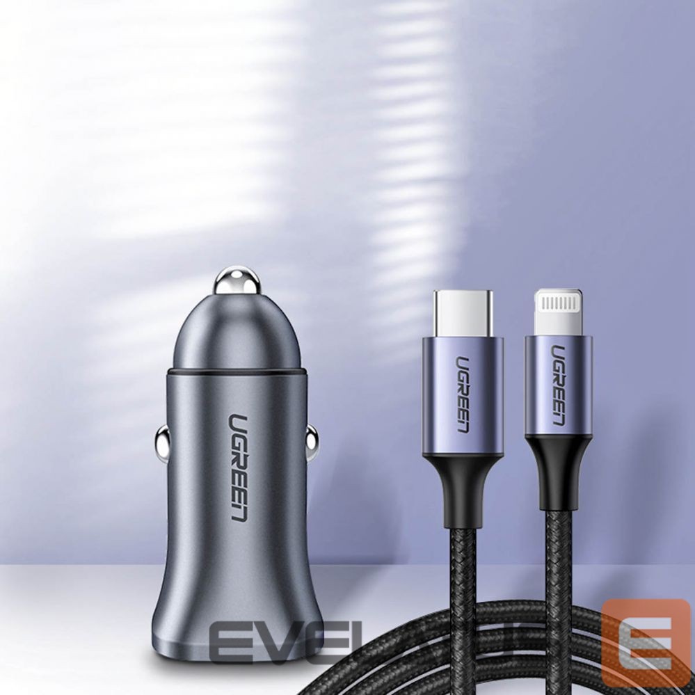 Auto charger Ugreen CD130 USB-A / USB-C 30W Car Charger Grey
