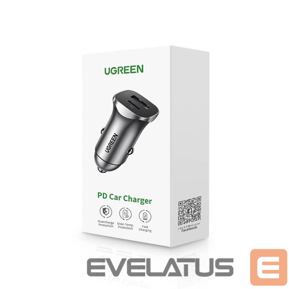 Auto charger Ugreen CD130 USB-A / USB-C 30W Car Charger Grey