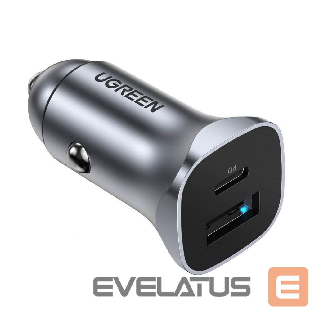 Auto charger Ugreen CD130 USB-A / USB-C 30W Car Charger Grey