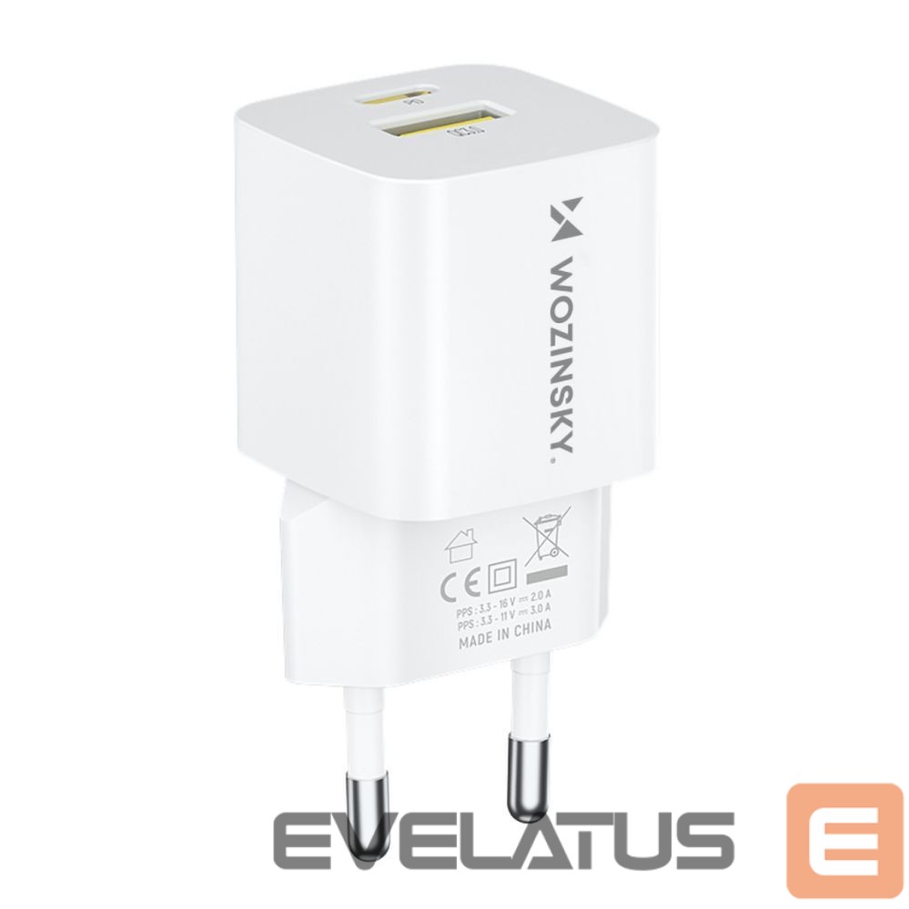 Adapter Wozinsky Wozinsky WWCEAC GaN USB-A USB-C 33W Wall Charger - White