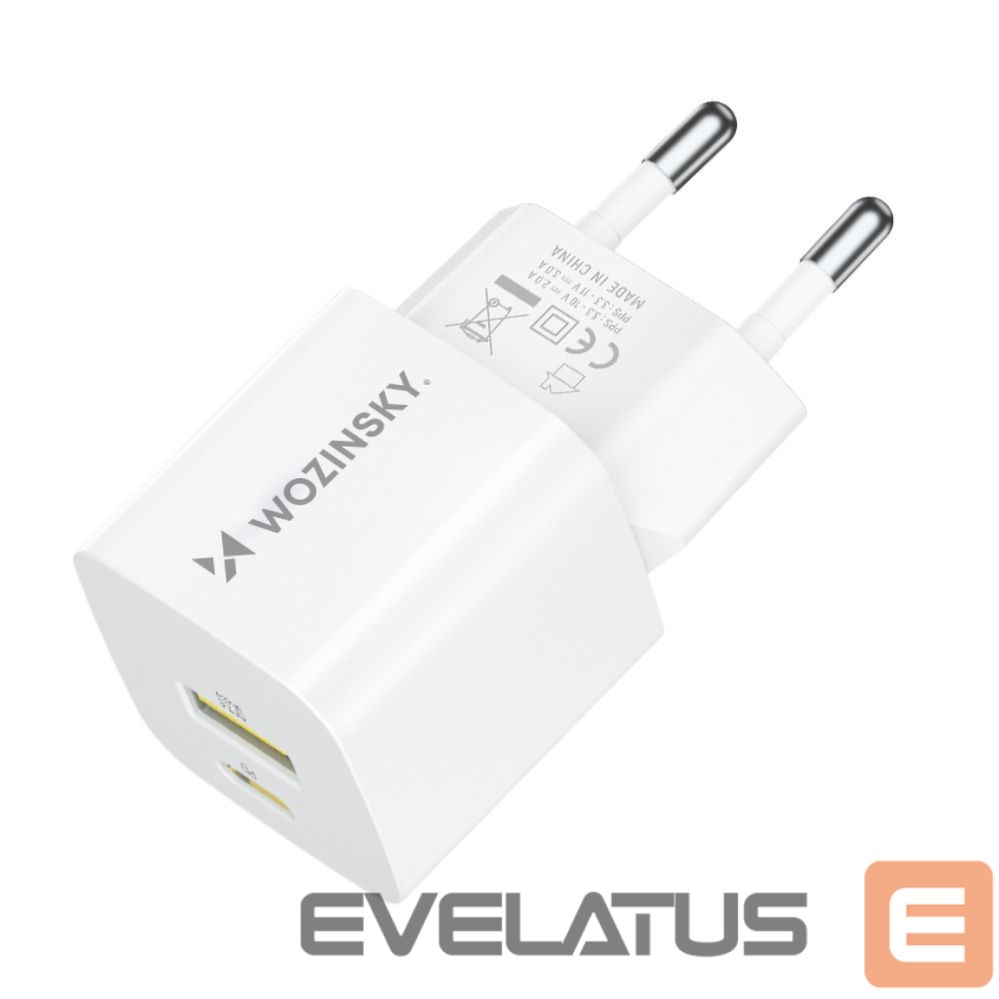 Adapter Wozinsky Wozinsky WWCEAC GaN USB-A USB-C 33W Wall Charger - White