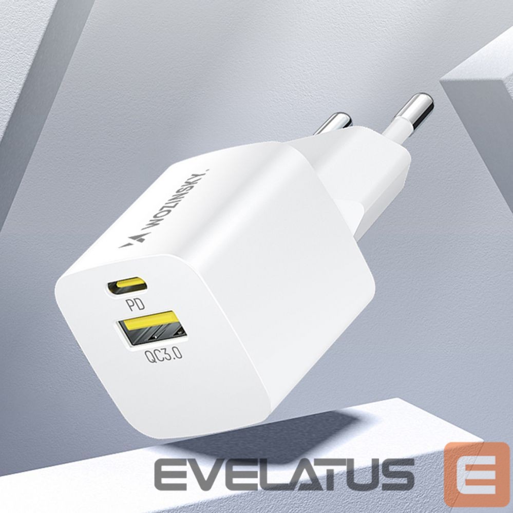 Adapter Wozinsky Wozinsky WWCEAC GaN USB-A USB-C 33W Wall Charger - White