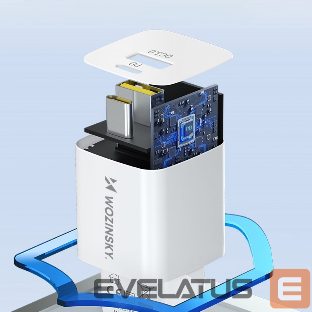 Adapter Wozinsky Wozinsky WWCEAC GaN USB-A USB-C 33W Wall Charger - White