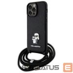 Back panel cover Karl Lagerfeld  Karl Lagerfeld KLHCP14XSAKCPSK case for iPhone 14 Pro Max 6.7" hardcase - black Crossbody Saffiano Metal Pin Karl&Choupette 