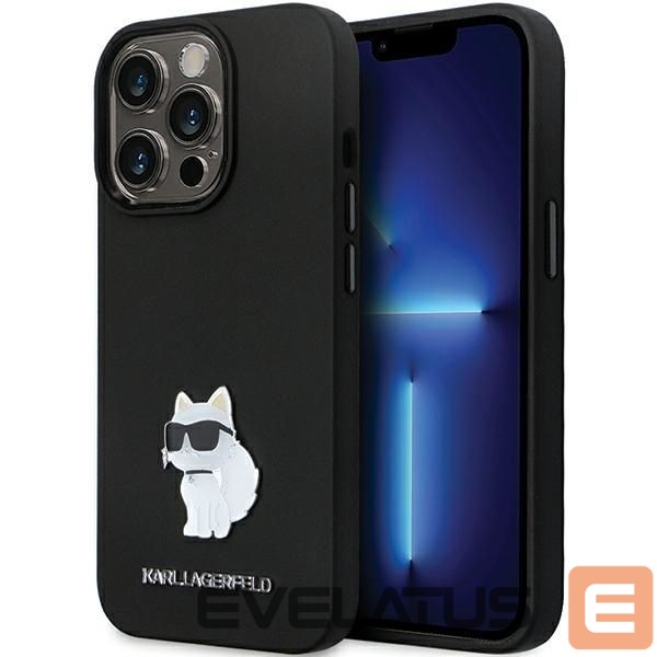 Back panel cover Karl Lagerfeld Karl Lagerfeld KLHCP14XSMHCNPK case for iPhone 14 Pro Max 6.7" - black Silicone C Metal Pin