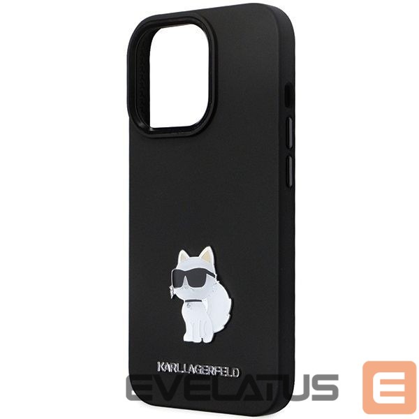 Back panel cover Karl Lagerfeld Karl Lagerfeld KLHCP14XSMHCNPK case for iPhone 14 Pro Max 6.7" - black Silicone C Metal Pin